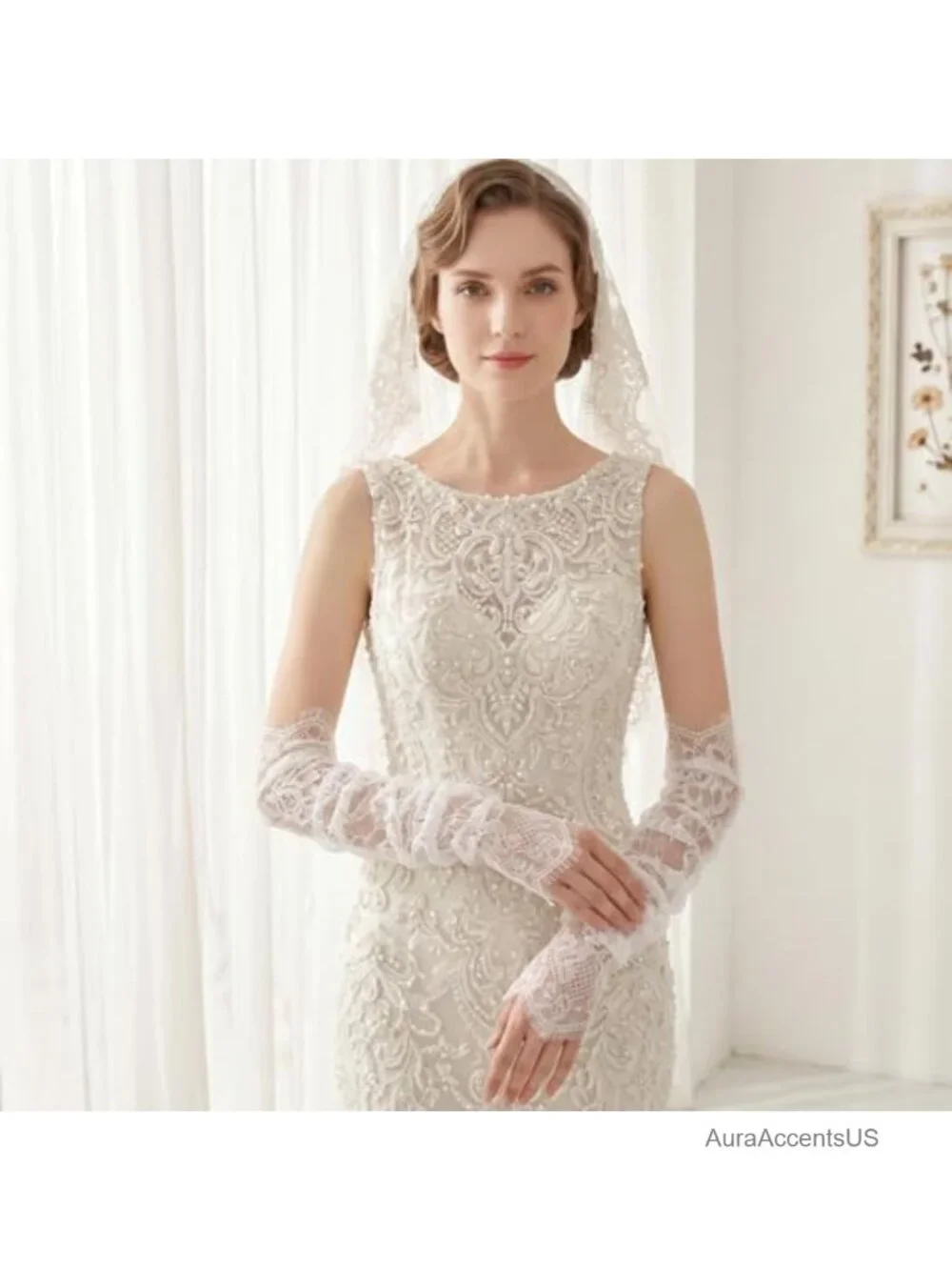 Sheer Lace Arm Sleeves for Wedding Dress - Long Elegant Gloves